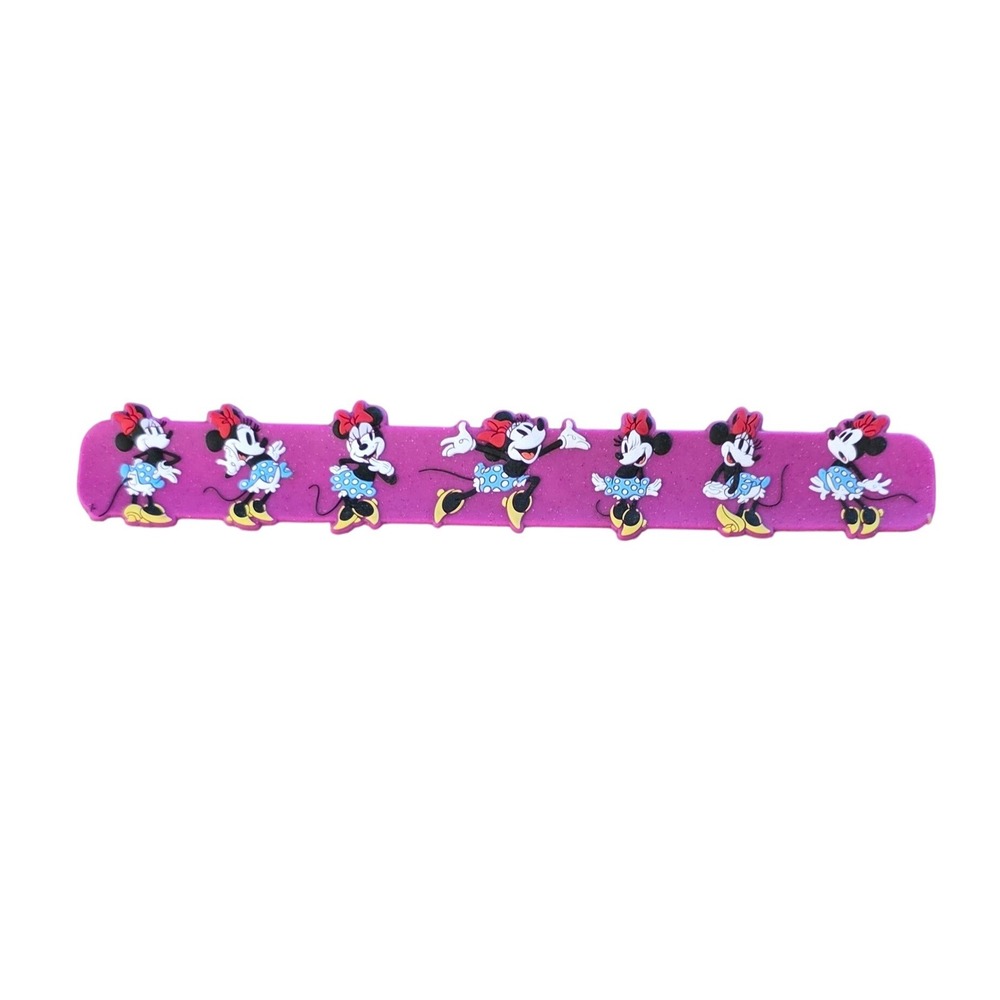 Disney Parks Minnie Mouse Happy Posses Bows Ears Dots & Heels Pink Slap Bracelet